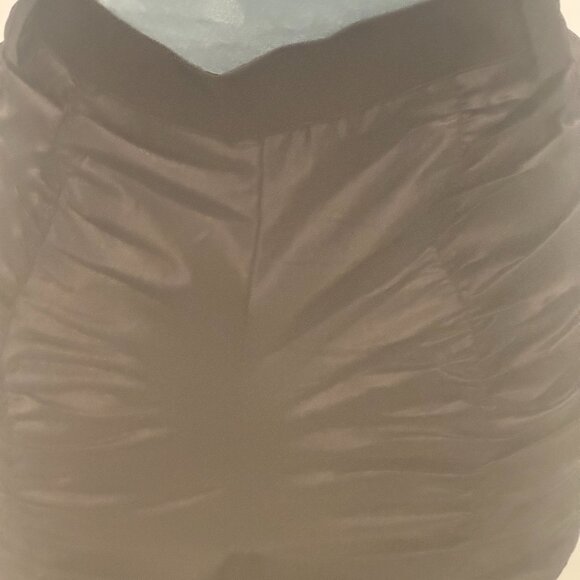 Gaelle Ruched Gathered Satin Black Pants - Picture 4 of 13